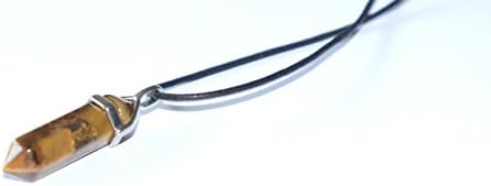 Tiger Eye Crystal Pendulum Pendant on a black adjustable cord (HAND CARVED BEAUTIFUL NATURAL TIGER EYE)
