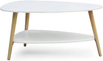 Couchtisch wei&szlig; natur mit Holzbeinen 90 x 67 x 45 cm Retro Retrolook Couchtisch Beistelltisch Landhaus Skandinavisch neu