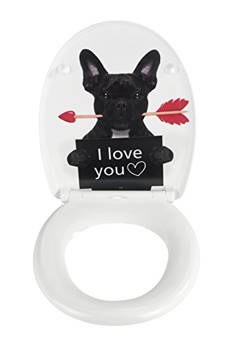 Wenko Premium WC-Sitz Guilty Dog Toiletten mit Absenkautomatik, rostfreie Fix-Clip Hygiene Edelstahlbefestigung, 1 Stück, 22405100 - 2