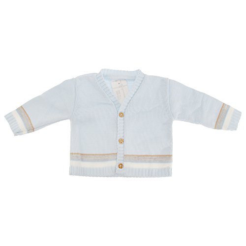 Baby Boys Sky Blue Striped Knitted Cardigan (0-3 Months) (Sky Blue)