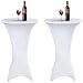 Produktbild Acelectronic Tischdecke 2 Stück,Stretchy Tischhussen für Stehtische/Bistrotisch/Tischdurchmesser Ø 60-65cm in Weiß - Tisch Husse Tischüberzug für Tische mit 4 Füßen