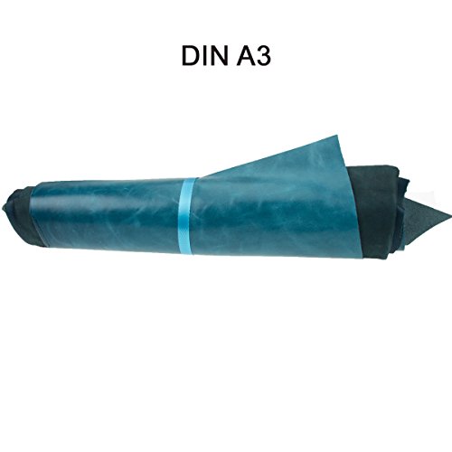 Lederreste Lederstücke extragroß A3 1kg Varianten von blauen Farbtönen , alle Stücke mind. DIN A3 groß von Langlauf Schuhbedarf - 2