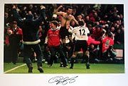 Ryan Giggs celebrates scoring in the 1999 FA Cup Semi Final - Signed Ltd Ed