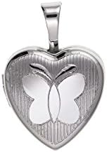 Unique Wishlist Sterling Silver 12mm Butterfly Small Heart Locket - 20" *BU1508