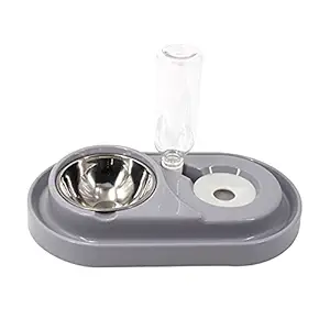 Luck Dawn Double Dog Cat Bowls Water and Food Bowl Set?Detachable Stainless Steel Bowl Automatic Water Dispenser Bottle Pet Feeder for Small or Medium Size Dogs Cats Puppy Kitten Rabbit