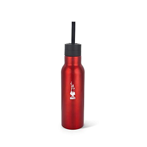 Bialetti To Go! Bottiglia Termica (con doppia parete), mantiene il caldo per 12 h e il freddo per 24 h, capacità 500 ml, Acciaio, Red
