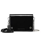 ⫺ Bequeme Tasche für dich Blisfille Damen Metallic Lack Solide Orgel Tasche Einstellbare Band Modisch Schwarz Crossbody Umhängetasche Henkeltasche Ledertasche