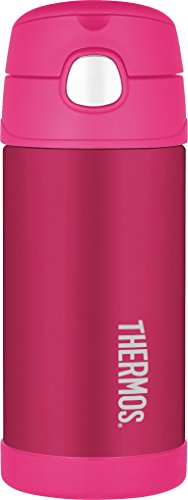Thermos Acero Inoxidable FUNtainer Botella de Paja, 355 ml, Color Rosa