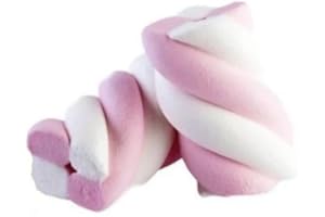 GENERICO Marshmallow Treccia Multicolore Senza Glutine, 1 kg, per Compleanni, Battesimi, Nascite ed Eventi (Bianco Rosa)
