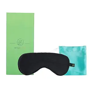 WiseLife Natural Mulberry Silk Eye Mask, Ultra Smooth Adjustable Sleep Mask and Blind Fold | For Sleeping, Travelling, Relaxation, Blind Fold & Meditation | Eye-cover Light blocker (Black EM + Pouch)