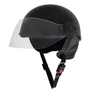 Sage Square Scooty & Bike Half Helmet for Men, Women (Black Glossy) (Non-Motorized)