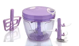 A2S Handy and Compact Chopper with 5 Stainless Steel Blades and 1 Plastic Whisker for Effortlessly Chopping Vegetables and Fruits (900 ML) (Multicolor)