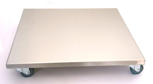 Möbelroller / Pflanzenroller (Profi) 40x40 cm, Edelstahl, 150 kg, PU-Rolle, Marke: Szagato, Made in Germany (Design-Pflanzenroller Transportroller Rollbrett)