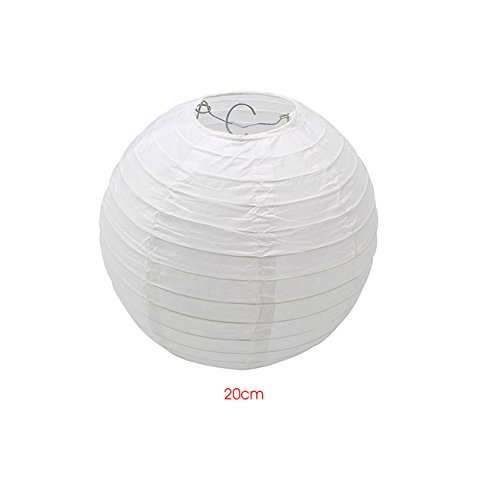 BAYTTER® 10x Lampenschirm Papier Papierlaterne Lampions Papierlampe Laterne Dekoration für Ballon Garten Party weiß drei Größen wählbar (20cm) - 2