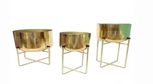 SK Decor Iron Rod Stand with Planter Set of 3