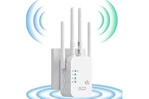 GENÉRICO Amplificador Señal WiFi 1200Mbps Repetidor WiFi Largo Alcance, WiFi Extender con 4 Antenas de Alta Ganancia,2 Puerto LAN,Extensor de WiFi para casa y Oficina,Fácil de Instalar (450)