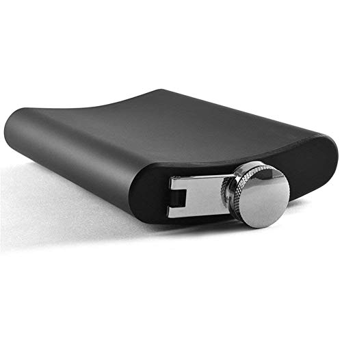 ToBeIT, fiaschetta in acciaio inox di colore nero opaco, bottiglietta tascabile per liquori 8oz