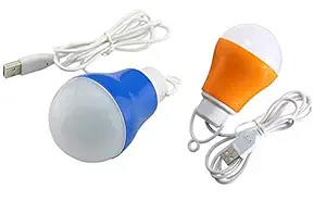 HETASH Plastic 3w Portable Hook LED Bulb USB Light Reading lamp, (Multicolour) - 2 Pack