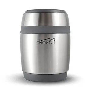 Home Puff Double Wall Vacuum Insulated Stainless Steel Food Jar, 380 ml, Grey