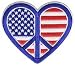 Produktbild Applikation Aufbügler Patches Stick Emblem Aufnäher Abzeichen ,,American Flag Peace Heart Patch - 3x3 Zoll,,