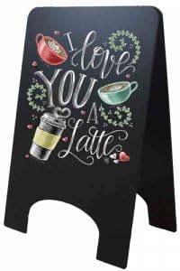 Top quality pavement sign board– Frameless Chalkboard Size 90 x 60 cm, 10mm thick – Sidewalk Unframed Chalkboard- Hand Painted Pavement Sign board for Use with Traditional and liquid Chalks