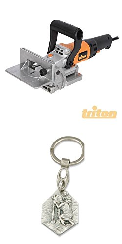 Preisvergleich Produktbild Flachdübelfräse, 760 W, TBJ001, Lamellenfräse, Holzfräse, Nutfräse, Holzfräse, Fräse (929977329697) mit Anhänger Hlg. Christophorus