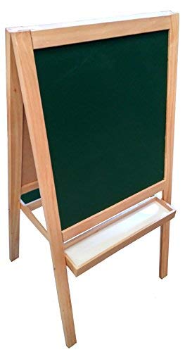 PIZARRA INFANTIL. Cara TIZA + Cara ROTULADOR. Con cajón. (Marco blanco)