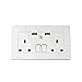 Price comparison product image TOKUYI Twin Gang UK Mains Double Plug Socket and 2 Port USB Power 2.1 A Wall Plate