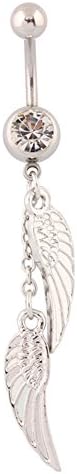 Fashion hanging navel navel piercing ring ring crystal and feather shape pendants fashion piercing body accessories
