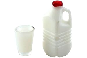 Melody Jane Dolls House Bottle Carton and Glass of Milk Miniature 1:12 Kitchen Accessory