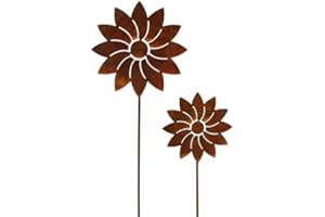 ROSTIKAL Edelrost Fleur Moderne 57 ou 70 cm Connecteur Rostdeko Jardin Métal - Taille 1-57 cm