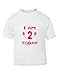 The Bees Tees Kids Birthday T-shirt I AM 2 TODAY (1-2 yrs - Text : Pink)