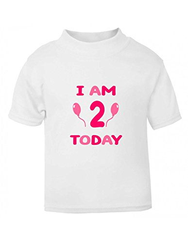 The Bees Tees Kids Birthday T-shirt I AM 2 TODAY (1-2 yrs - Text : Pink)