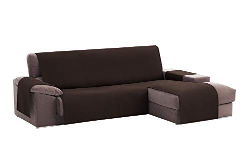 textil-home Funda Cubre Sofá Chaise Longue Circus, Protector para Sofás Acolchado Brazo Derecho. Tamaño -240cm. Color Marrón (Visto DE Frente)