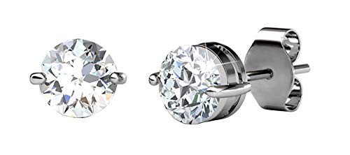 Private Twinkle - Pendientes de tuerca chapados en oro blanco de 18 quilates con cristales de Swarovski para mujer (6 mm, 2 pendientes)