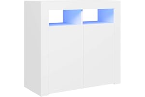 vidaXL Sideboard with LED Lights Indoor Furniture Home Organiser Storage Space Cabinet Cupboard Buffer Server LED Sideboard Unit White