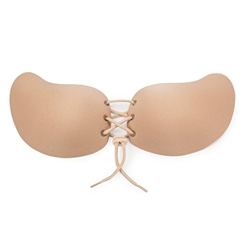 DODOING Damen NuBra Unsichtbar BH Push Up BH Trägerlos Bra Halterlos Trägerlos Klebe Einlage Bikinis BHs - 4