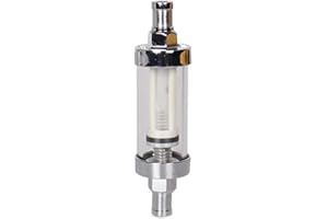 CARBOLE Uniwersalny filtr paliwa z wyraźnym widokem: Rozmiar wlotu/wylotu 3/8 cala Filtr do zastosowań gazowych z metalu szkło inline olej gazowy paliwo 8 mm wymiana gwintu filtra