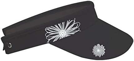 Black Embroidered Flower Golf Visor
