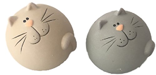Spardose Sparbüchse Katze Keramik 2 Farben zur Auswahl 9,7x9,5x9 cm • Geschenkidee (Auswahl Spardose hell)