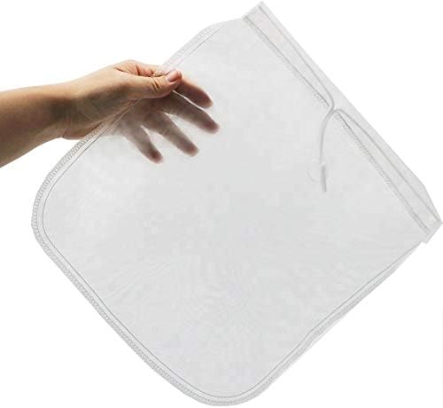 Filter Bag - Reusable Mesh Nylon Milk Bag - Multi-Purpose Drawstring Food Strainer Bag for Nut/Coffee/Juice 12"x14"