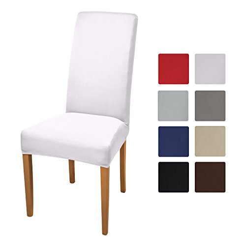 Beautissu® Stuhlhusse Mia - 45x45 cm Stretch-Stuhlbezug - elegante, moderne Bi-Elastic Husse - ÖKO-TEX - weiß