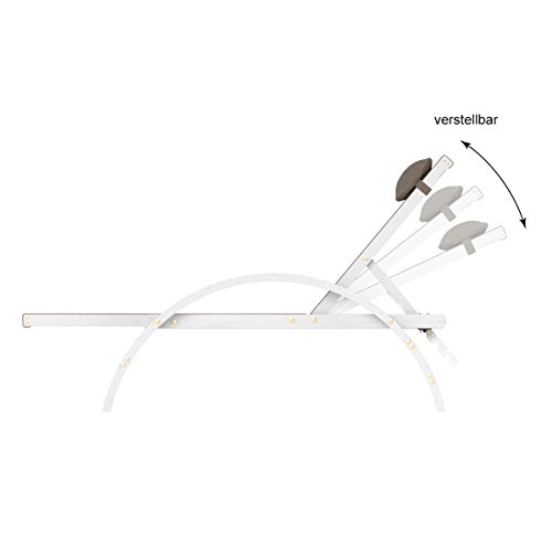Liegestuhl Caribic | verstellbare Rückenlehne | 100% wetterfeste Gartenliege | Sonnenliege mit Armlehnen | Gartenmöbel aus Holz weiß gestrichen - 