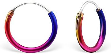 The GoldmineVery Small 12mm Hinged Multi-Coloured Sleeper Earrings - 925 Sterling Silver