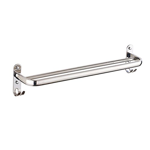 Aothpher Wand montiert 304 Edelstahl Badezimmer Handtuch Bar, Handtuch Rack mit Aufhänger, Edelstahl, doppelt, 50 cm