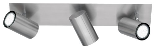 Trio - Focos con 3 luces, bombillas excluidas, GU10, 35 W, 230 V, A++, E, IP20, 15 x 48 x 9 cm, metal, níquel mate