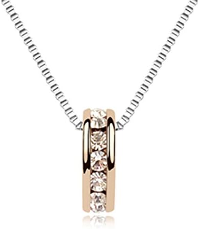 NIUWJ Women's Fashion Wild Necklace Ring Circle Platinum Rose Gold Items Decorated,RoseGold