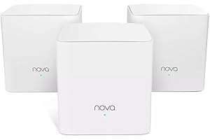 ‎TENDA Tenda Nova MW5G Najlepszy System WiFi Mesh, Gigabit Router (AC1200 Dual Band Zasięg do 300m², 2 * 1000Mbps Porty, Do 80 Urządzeń, Kompatybilny z Alexa, Kontrola rodzicielska, Biały, 3 Hubs)