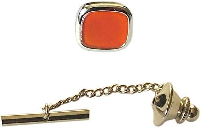 Men's Tie Tac with Silver Plate and Red Cornelian - Safety Chain