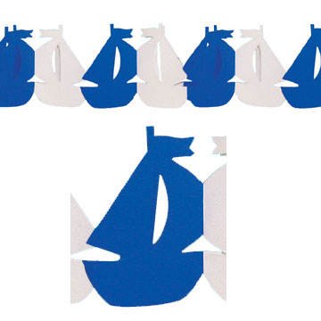 Schiffe-Girlande blau-weiß, 300 cm